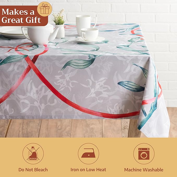 Maison d' Hermine Table Cloth Rectangle Table 100% Cotton 54 x 72 Inches Fall Tablecloth Reusable Everyday Use for Thanksgiving Christmas Decorations Dining Farmhouse Party (Enora)