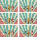 Vintage Ice Cream 12x18 Inch Placemats Set of 6 - Waterproof, Non-Slip & Washable Table Mats for Kitchen & Dining Table Placemats