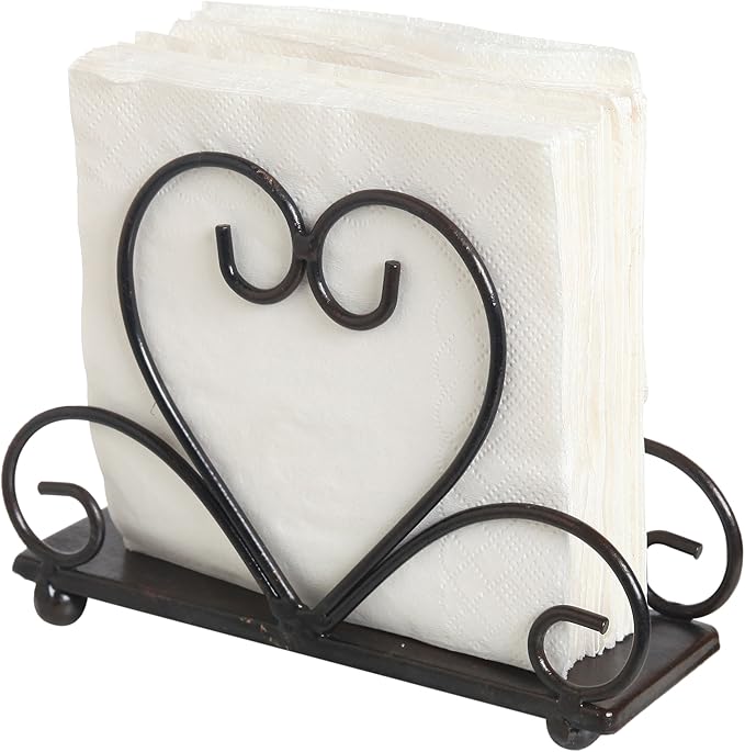 Metal Table Napkin Holder Freestanding Tissue Dispenser (Black)