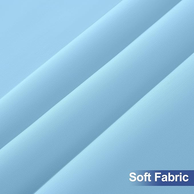 homing 2 Pack Rectangle Table Cloth, Elastic Fitted Fabric Tablecloth Fits for 6 Foot Folding Tables, Washable Table Cover for Picnic, Camping, Indoor & Outdoor (Light Blue, 30" x 72")