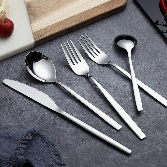 Berglander Flatware Set 40 Pieces, Stainless Steel Flatware Set, Silverware Set Service For 8