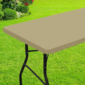 Smiry Rectangle Picnic Table Cloth, Waterproof Elastic Fitted Tablecloths for 8 Foot Tables, Washable Polyester Table Cover for Camping, Indoor and Outdoor (Taupe, 30"x96")