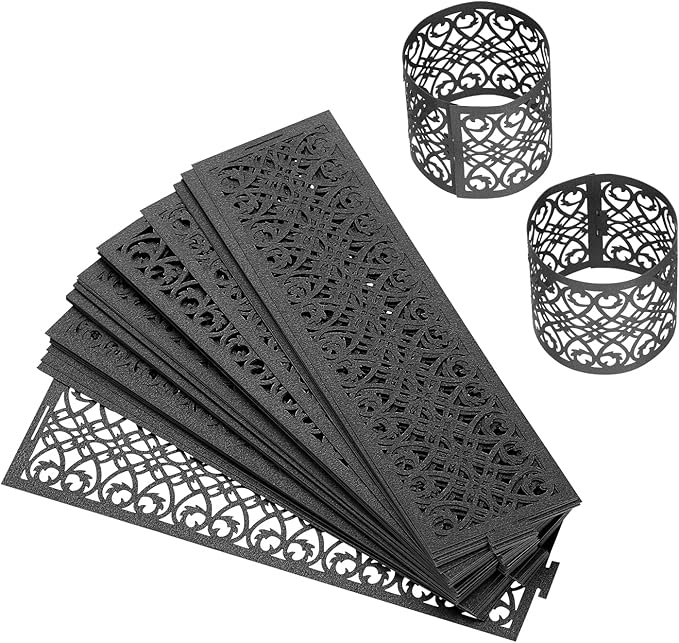 uxcell 100Pcs Napkin Rings Laser Cut Foil Paper, Napkin Holder Hollow Napkin Bands for Weddings Party Serviette Table Decoration Restaurant (Black, 5.3 x 1.6)