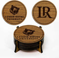 LazerEdge Lenoir Rhyne Bears Wooden Coaster Set - Cherry Wood - Officially Licensed Product - 4-Pack