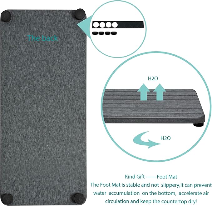 2 PCS Fast-Drying Sink Stone Tray, 12" x 5.5" Super Absorbent Diatomite Coasters, Grooved Design, Water Absorbing Stone Used for Hand Soaps & Plants & Toiletries in The Modern Home