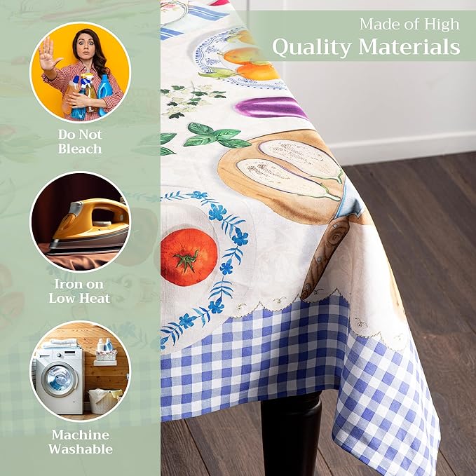 Maison d' Hermine Table Cloth Square Table 100% Cotton 54 x 54 Inches Tablecloth Reusable Decorative for Dining Room Farmhouse Home Valentines Day Decorations Spring Summer - Gourmand