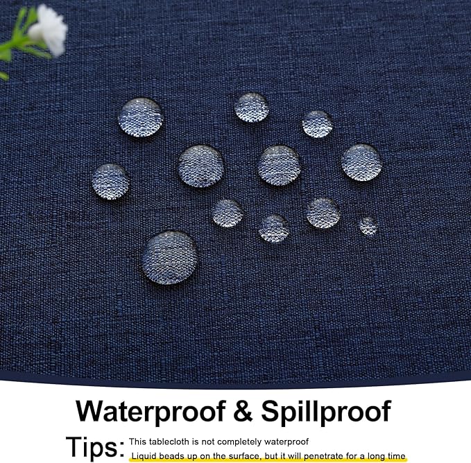 Smiry Rectangle Table Cloth Linen Textured, Waterproof Spillproof Anti-Wrinkle Burlap Tablecloth, Washable Decorative Fabric Table Cover for Dining, Party, Banquet, 60 x 84 Inch, Navy