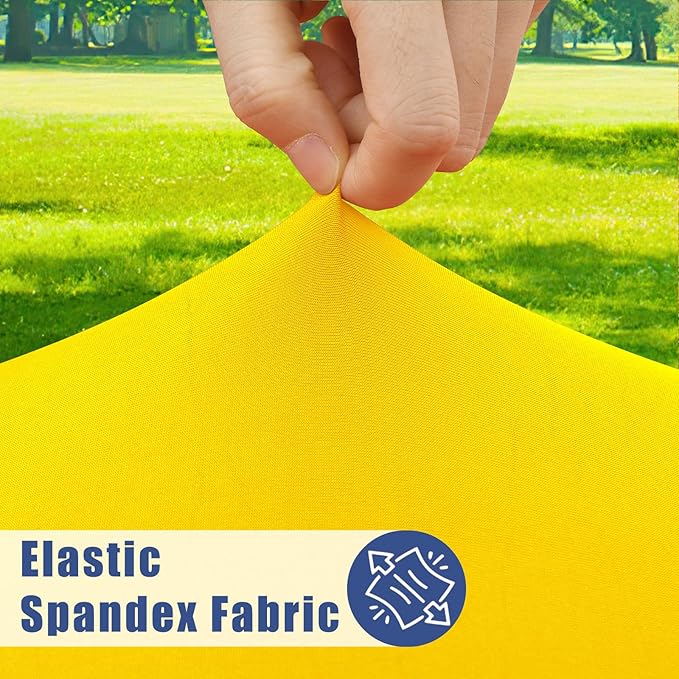 Round Spandex Tablecloth 2 Pack, Elastic Fitted Waterproof Tablecloths for 36"-44" Tables, Stretch Washable Picnic Table Cover for Camping, Dining, Indoor and Outdoor, Yellow