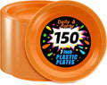 WELLIFE Orange Party Plates 7 Inch -150 Count, Disposable Plastic Dessert Plates for Party Easter Cake Appetizers Salad Picnic BBQ Wedding Engagement Birthday