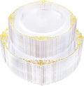 102PCS Clear Gold Plastic Plates - Clear Disposable Plates with Gold Rim - Clear Party Plate Include 51PCS Dessert Plates, 51PCS Dinner Plate for Weddings & Parties