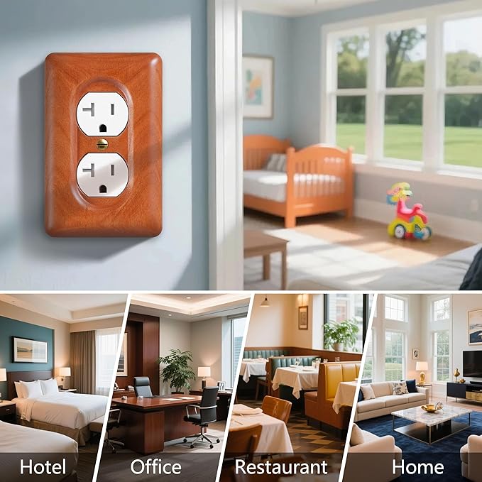Cherry Wood Outlet Cover Single Duplex Decorative Wall Outlet Cover Solid Wood Quality Design Elegant Home Decor