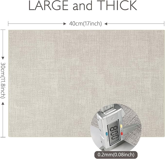 Faux Leather Placemats Set of 8 Washable PU Table mats for Kitchen Table - Heat Resistant, Waterproof, Easy Clean, Anti Slip 11.8" x 17" (Beige-8 Pack)
