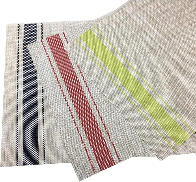 Gugrida Luxury Green Placemats Set of 6 Crossweave Woven Vinyl Placemat for Dining Table Kitchen Table Mats