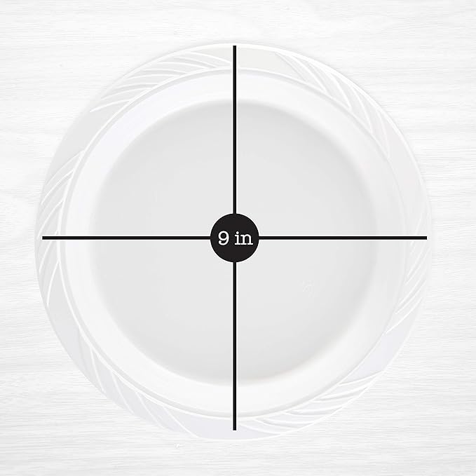 400 Count Disposable 9 Inch White Plastic Dinner Plates large