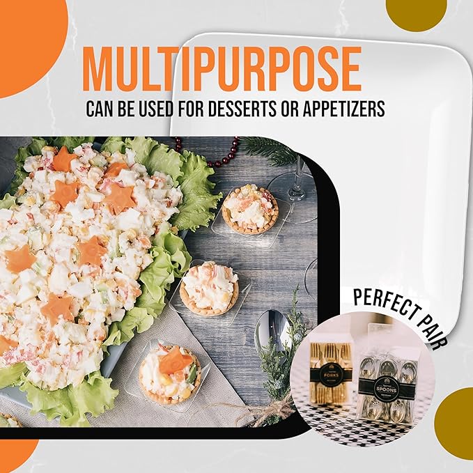Exquisite Tiny Mini Dessert Plates - 120 Pack 2.4 In. x 2.4 In. Clear Disposable Appetizer Plates - Small Plastic BPA Free for Weddings