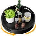 Lazy Susan Organizer Homerays 13 Inch Non-Skid Bamboo Lazy Susan for Kitchen Rotating Spice Rack with Handles, Wood Turntable for Kitchen Cabinet,Countertop (Black, Large)
