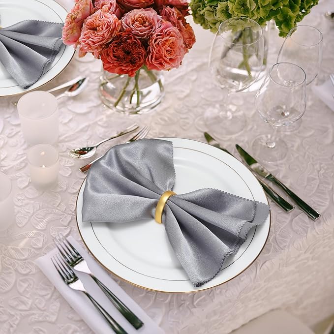 KPOSIYA Napkin Rings Set of 48, Matte Gold Napkin Rings Bulk for Table Settings, D-Shape Napkin Holders Rings for Dinner Table Decor, Easter, Fall,Thanksgiving, Christmas, Party,（Matte Gold，48 pcs）