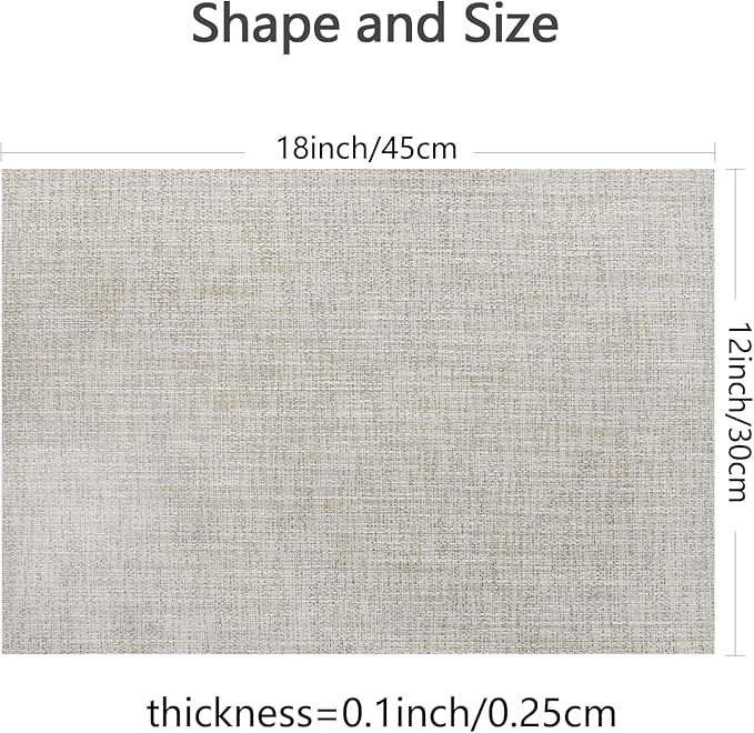 DACHUI Placemats Set of 4, Linen Look Woven Place Mats, Water Resistant, Heat Resistant, Washable, Durable Table Mats (Beige White)