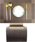PIGCHCY Elegant Placemats with Matching Table Runner,Durable Cleaning Placemats for Dining Table Sets(6pcs Round Placemats+1pcs Table Runner, Chocolate Brown)