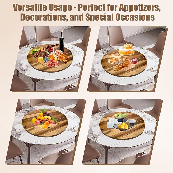 20'' Acacia Wooden Lazy Susan for Table Top,Large Lazy Susan for Dining Table,Table Turntable Storage,Extra Large Lazy Susans Organizer with Durable,Turning Turntable for Cabinet,Countertop or Pantry