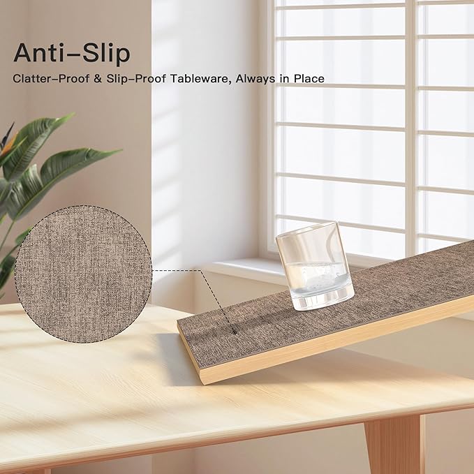 DOLOPL Placemats Set of 12, Reversible Wipeable & Heat Resistant Place Mats, Modern Faux Leather Table Mats for Kitchen, Neutral Waterproof Tablemats for Dining Table Decor, Wedding, Party(Brown)