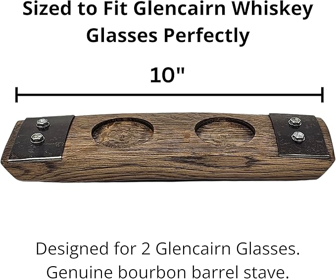 Premium 2 Glass Whiskey Flight/Whiskey Coaster/Crystal Glass Holder/Gifts for Him/Bar Decor/Barrel-Art (NO Crystal Glasses)