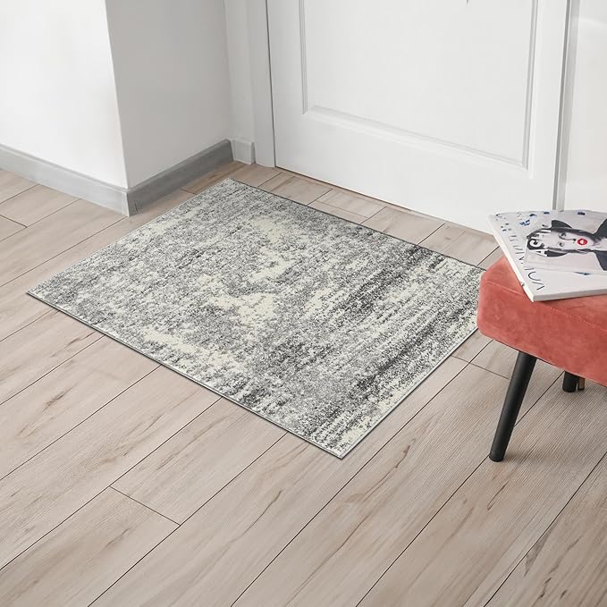 Keen Home Design Area Rugs - 2x3 Non-Shedding, Abstract Rugs for Kitchen, Living Room, Bedroom, Dining Room, Entryway - Size: 2' x 3', Abstract Cream/Grey