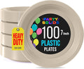 Ivory Plastic Plates - 7 Inch, 100 Pack, 350 GSM