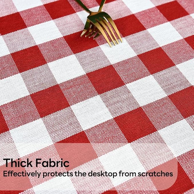 Gingham Table Cloth for Square Tables red Checkered Plaid Tablecloth Heavy Duty Cotton Blend Washable & Wrinkle Table Cover for Outdoor Kitchen Dining Picnic Camping (60x60 Inch)