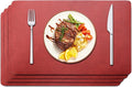 Maxpearl Faux Leather Placemats Set of 4, Waterproof - Wipe Clean - Heat Resistant - Anti Slip Dining Table Place Mats, Suitable for Indoor & Outdoor Use, 17’’×12’’, Red