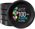 Black Plastic Plates For Party 7" Black Disposable Plates Heavy Duty 100 Pcs Plastic Dinnerware Sets Heavy Duty 350 GSM Disposable Dinnerware Set