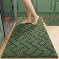hicorfe Kitchen Rugs and Mats Sets,2 Pieces Super Absorbent Polypropylene Non-Slip Rug,Soft Comfort Floor Mat,Washable for Kitchen,Hallway,Office,Sink,Laundry(20" x 32" + 20" x 48",Green)