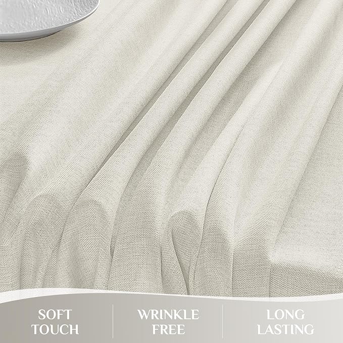 Softalker Cream Tablecloths Rectangular 84x60 inch Linen Textured Table Cloth Waterproof, Stain and Wrinkle Resistant, Outdoor Table Cloth for 6 Foot Rectangle Tables Decor for Party Holiday Birthday