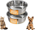Neater Pet Brands Stainless Steel Dog Bowls with Non-Slip Rubber Bottom – 3 Cup (24 oz), Tan - Set of 2 Heavy Duty Metal Dog Bowls, Dishwasher Safe, Food or Water Bowl, Ideal for Small to Medium Dogs