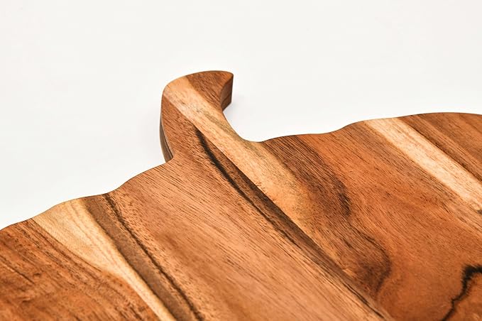 Treen Art Wooden Halloween Cutting Board for Kitchen, 12"L x 13"W Pumpkin Butcher Block Piece with Handle, Charcuterie Platter for Cheese, fruits and Salad Serving Board