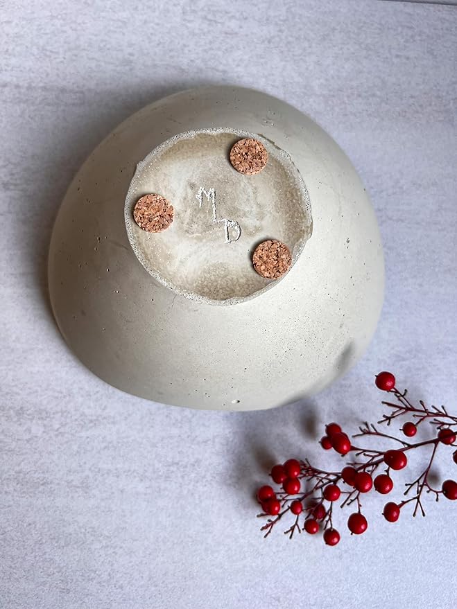Wavy Concrete Bowl, Minimalist Key Bowl, Modern Cement Bowl, Entrway Catchall, Home Decor for Coffee Table, Jewlery Dish, Air Plant Holder, Small Stone Bowl (Small)