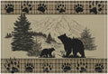 Retro Farmhouse Placemat Set, Rustic Brown Tartan Check Wildlife Bear Paw Silhouette Sketch Pine Tree Forest Pattern Home Decoration Linen Table Mats for Dining Room Kitchen Party (17x12in) x6P