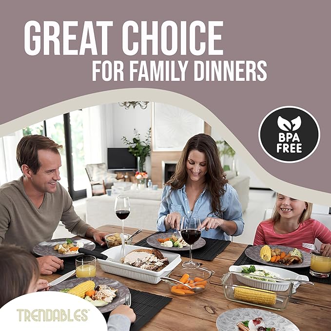 Trendables Disposable Dinnerware Decorative Plates Plastic Disposable Plates Set For 20 Guests 20 x 8 Inch Dessert Plate & 20 x 10 Inch Wedding Party Plate Set Blossom Circle