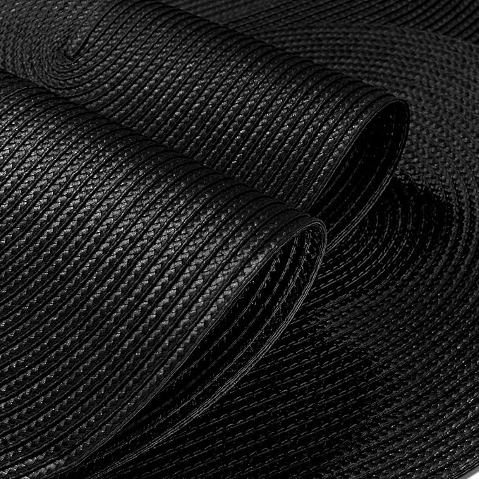 FunWheat Oval Braided Placemats Set of 6 Table Mats for Dining Tables Washable Heat Resistant Place mats for Daily Use 12 x18 Inch (Oval Black, 6pcs)