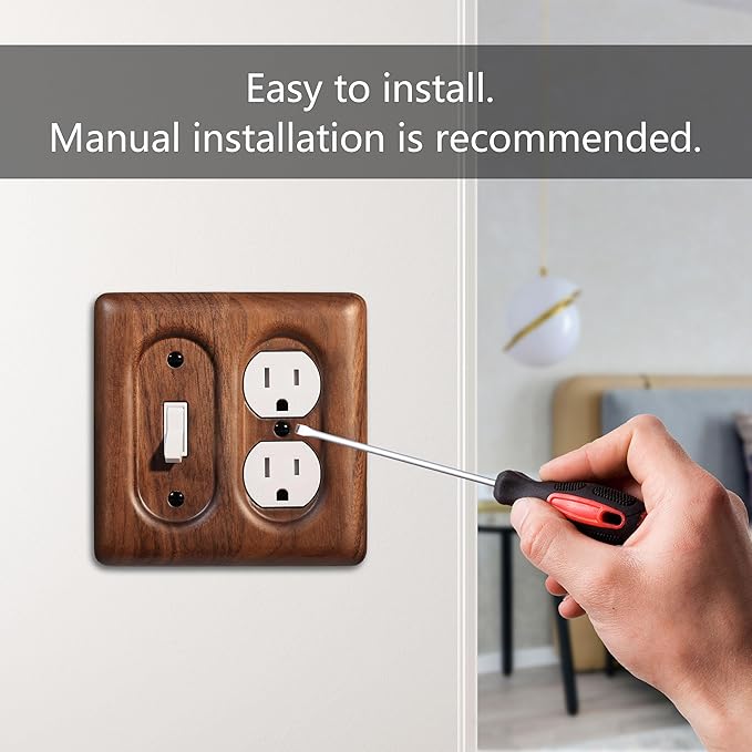 Decorative Outlet and Light Switch Covers Solid North American Walnut Plug Plate and Single Toggle Wall Plates for Rustic Contemporary Interiors