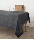 Solino Home Linen Square Tablecloth 52 x 52 Inch - 100% Pure Linen Charcoal Grey Table Throw - Athena, Machine Washable Tablecloth for Winter, Spring