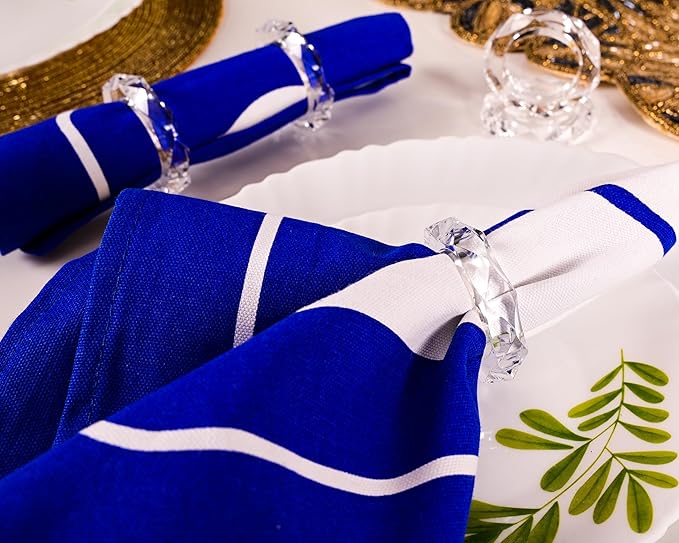 ALPHA Living HOME Transparent Acrylic Napkin Rings - Set of 12 Elegant Serviette Holders for Wedding, Party, Dining Table & Holiday Décor - Clear Napkin Rings by
