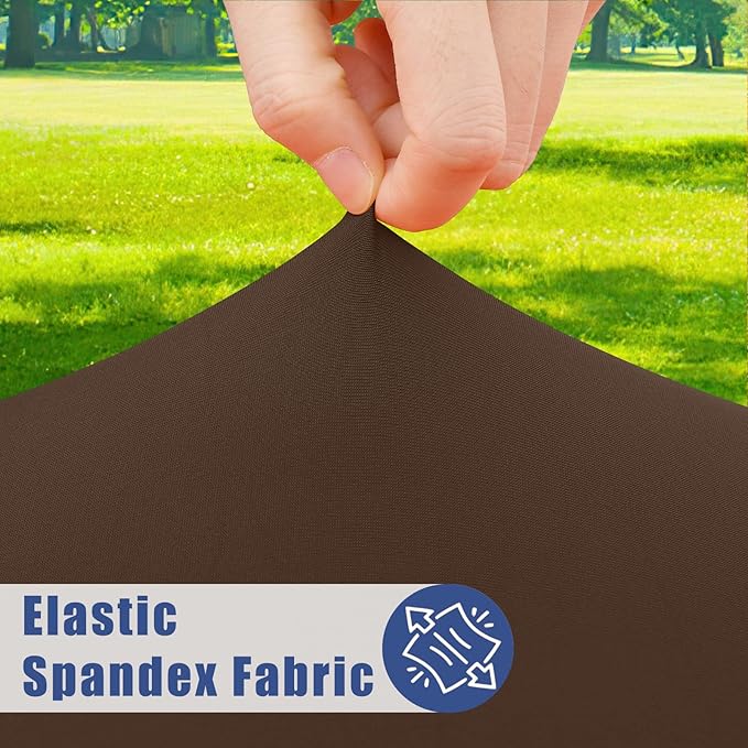 Round Spandex Tablecloth 2 Pack, Elastic Fitted Waterproof Tablecloths for 45"-56" Tables, Stretch Washable Picnic Table Cover for Camping, Dining, Indoor and Outdoor, Coffee