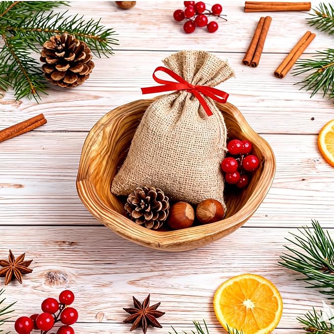 Natural Wood Fruit Bowl 6-8in - Irregular Creative Wooden Decorative Bowl for Kitchen Counter,Wooden Serving Bowl for Salads Snacks Keys and Home Decor (6-8in/15-19cm)