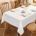 Textured White Table Cloth Rectangle Washable & Spill Proof Faux Linen Fabric Tablecloth Rectangular Reusable for Dining Wedding Banquet 52 x 70 Inch