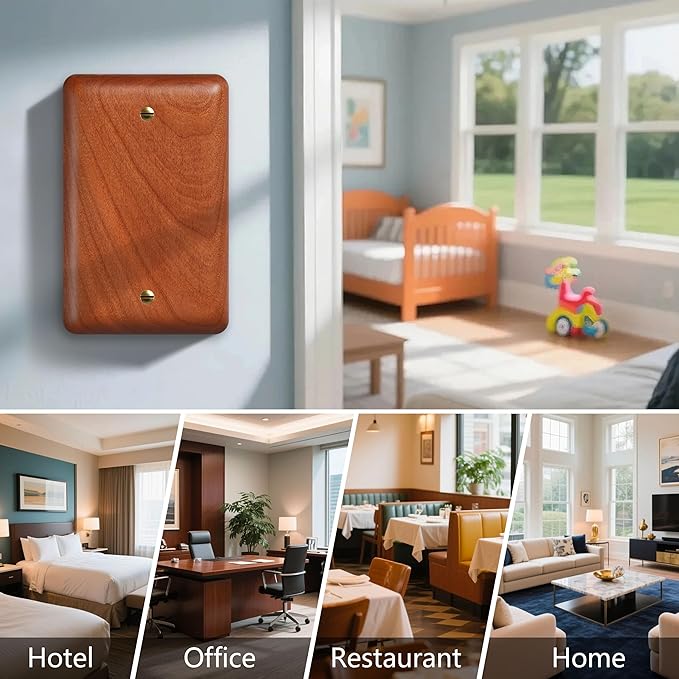 Cherry Wood Blank Wall Plate Cover Decorator Style Perfect for Blank Wall Plate and Blank Outlet Cover Home Decor Elegant Design