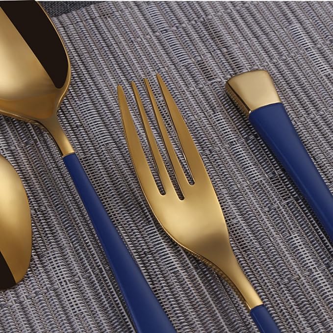 Blue-Gold Silverware ZILNEHZ Flatware Set for 12 Stainless Steel Cutlery Set Elegance Luxury Tableware Set Forks and Spoons Utensil Sets for Home Restaurant Dishwasher Safe