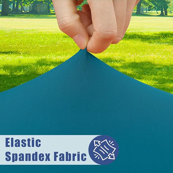 Round Spandex Tablecloth, Elastic Fitted Waterproof Tablecloths for 25"-30" Tables, Stretch Washable Picnic Table Cover for Camping, Dining, Indoor and Outdoor,Peacock Blue
