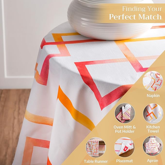 Maison d' Hermine Table Cloth Round Table 100% Cotton 69 Round Inches Tablecloth Reusable Decorative for Dining Room Farmhouse Home Valentines Day Decorations Spring Summer - Summer Maze