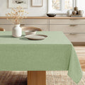 JIUZHEN Rectangle Table Cloth Faux Linen Farmhouse Tablecloth Wrinkle and Stain Resistant Decorative Fabric Table Cover for Kitchen, Dining Room, Parties and Camping, Sage Green, 54 x 120 Inch
